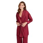 Pierre Cardin Bordo 7025 Kadın 4'lü Saten Takım Gelin Çeyiz Seti