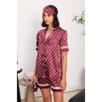 Pierre Cardin Bordo Saten Biyeli Kadın Pijama Şort Takımı 1325