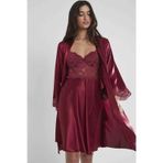 Pierre Cardin Bordo Sütyen Kaplı Sabahlık Gecelik Set 4265
