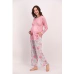 Pierre Cardin Çiçekli Açık Pembe Kadın Geniş Paça Lohusa Pijama Takımı