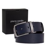 Pierre Cardin Çift Yönlü Deri Erkek Kemeri (En 4 cm) PC4099 (Lacivert, 115 CM)