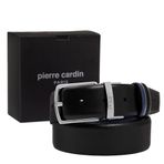 Pierre Cardin Çift Yönlü Erkek Deri Kemeri (En 3,5 cm) PCCİFT01 (Siyah/Lacivert, 110 CM)