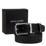 Pierre Cardin Çift Yönlü Erkek Deri Kemeri (En 3,5 cm) PCCİFT01 (Siyah/Lacivert, 135 CM)