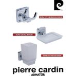 Pierre Cardin Çiftli Bornozluk Krom + Krom Sabunluk + Diş Fırçalık Krom - Inox