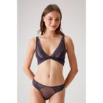 Pierre Cardin Dantel Detaylı Bralet Sütyen Takım Koyu Mürdüm - 80B