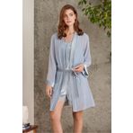Pierre Cardin Dantelli Kadife Kadın Sabahlık Tulum Takım - 4800 Mist