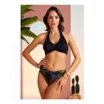 Pierre Cardin Desenli 211217 Boyundan Bağlı Balenli Taşlı Fra Kadın Bikini Takım