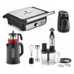 Pierre Cardin Elektrikli Mutfak Çeyiz Paketi - Tost, Kahve, Çay Makinesi ve Blender Set - Siyah