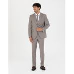 Pierre Cardin Erkek %100 Yün Açık Kahverengi Slim Fit Takım Elbise 50272759-VR002 - 48 - 6 Drop
