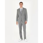 Pierre Cardin Erkek %100 Yün Gri Çizgili Takım Elbise 50274238-VR024 - 52 - 6 Drop