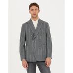 Pierre Cardin Erkek %100 Yün Kruvaze Çizgili Ceket 50274536-VR024 - 46 - Gri - 6 Drop