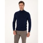 Pierre Cardin Erkek Açık Lacivert Slim Fit Balıkçı Yaka Basic Triko Kazak 50314202-VR059 - XL