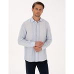 Pierre Cardin Erkek Açık Mavi % 100 Keten Uzun Kollu Gömlek 50304522-VR003 - S