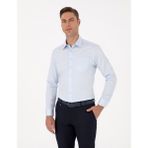 Pierre Cardin Erkek Açık Mavi %100 Pamuk Parlak Saten Regular Fit Uzun Kollu Basic Gömlek 50313177-VR003 - 2XL