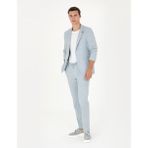 Pierre Cardin Erkek Açık Mavi Ekstra Slim Fit Keten Karışımlı Takım Elbise 50267644-VR003 - 56 - 6 Drop