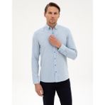 Pierre Cardin Erkek Açık Mavi Flanel Dokulu Slim Fit Uzun Kollu Gömlek 50316751-VR003 - 2XL