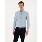 Pierre Cardin Erkek Açık Mavi Flanel Dokulu Slim Fit Uzun Kollu Gömlek 50316751-VR003 - XL