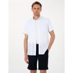 Pierre Cardin Erkek Açık Mavi Keten Görünümlü Regular Fit Kısa Kollu Cepli Gömlek 50306950-VR095 - Buz Mavisi - XL