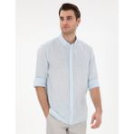 Pierre Cardin Erkek Açık Mavi Keten Görünümlü Slim Fit Uzun Kollu Gömlek 50302710-VR003