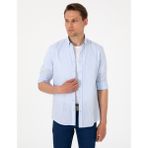 Pierre Cardin Erkek Açık Mavi Keten Görünümlü Slim Fit Uzun Kollu Gömlek 50307025-VR003 - 3XL