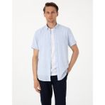 Pierre Cardin Erkek Açık Mavi Keten Karışımlı Regular Fit Kısa Kollu Gömlek 50303287-VR003 - XL