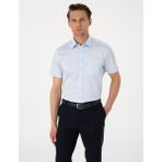 Pierre Cardin Erkek Açık Mavi Parlak Saten Regular Fit Kısa Kollu Basic Gömlek 50302763-VR003