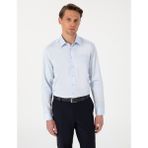 Pierre Cardin Erkek Açık Mavi Parlak Saten Regular Fit Uzun Kollu Basic Gömlek 50302972-VR003 - 2XL