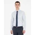 Pierre Cardin Erkek Açık Mavi Parlak Saten Slim Fit Uzun Kollu Basic Gömlek 50286102-VR003 - XS