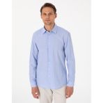 Pierre Cardin Erkek Açık Mavi Slim Fit Çizgili Uzun Kollu Gömlek 50310777-VR003
