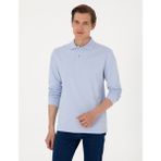 Pierre Cardin Erkek Açık Mavi Slim Fit Kıvrılmaz Polo Yaka Basic Pike Sweatshirt 50314048-VR003 - XL