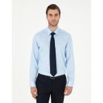 Pierre Cardin Erkek Açık Mavi Slim Fit Uzun Kollu Gömlek 50292535-VR003 Günlük Stil Düz Desen M Beden