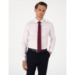 Pierre Cardin Erkek Açık Pembe %100 Pamuk Parlak Saten Slim Fit Uzun Kollu Basic Gömlek 50305127-VR078 - 3XL
