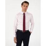 Pierre Cardin Erkek Açık Pembe %100 Pamuk Parlak Saten Slim Fit Uzun Kollu Basic Gömlek 50305127-VR078 - XL