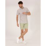 Pierre Cardin Erkek Açık Yeşil Slim Fit Keten Karışımlı Beli Lastikli Bermuda Şort 50264863-VR092 - 42