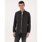 Pierre Cardin Erkek Antrasit Çizgili Regular Fit Uzun Kollu Gömlek 50316765-VR006 - XL