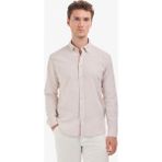 Pierre Cardin Erkek Bej Keten Karışımlı Regular Fit Uzun Kollu Gömlek 50320941-VR011