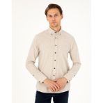 Pierre Cardin Erkek Bej Regular Fit Uzun Kollu Gömlek 50292106-VR011