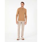 Pierre Cardin Erkek Bej Slim Fit Bağcıklı Kanvas Pantolon 50296178-VR011 - 30