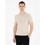 Pierre Cardin Erkek Bej Slim Fit Bisiklet Yaka Triko Tişört 50288845-VR011 - XL