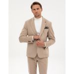 Pierre Cardin Erkek Bej Slim Fit Flanel Dokulu Ceket 50317671-VR011 - 6 Drop - 48