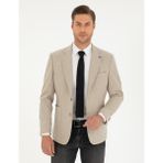 Pierre Cardin Erkek Bej Yün Karışımlı Slim Fit Ceket 50291937-VR011 - 58 - 6 Drop