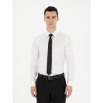 Pierre Cardin Erkek Beyaz %100 Pamuk Parlak Saten Slim Fit Uzun Kollu Basic Gömlek 50286102-VR013 - 4XL