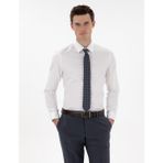 Pierre Cardin Erkek Beyaz %100 Pamuk Parlak Saten Slim Fit Uzun Kollu Basic Gömlek 50305127-VR013 - 2XL