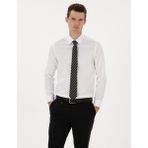 Pierre Cardin Erkek Beyaz %100 Pamuk Parlak Saten Slim Fit Uzun Kollu Basic Gömlek 50315407-VR013