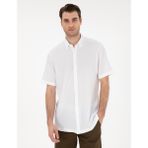 Pierre Cardin Erkek Beyaz Dokulu Rahat Kalıp Kısakollu Gömlek 50307091-VR013 - 2XL