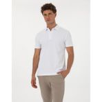 Pierre Cardin Erkek Beyaz Slim Fit %100 Pamuk Kıvrılmaz Amerikan Pike Polo Yaka Basic Tişört 50306154-VR013 - 3XL