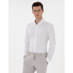 Pierre Cardin Erkek Beyaz Slim Fit Çizgili Uzun Kollu Gömlek 50301583-VR013 - 2XL