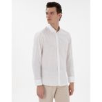 Pierre Cardin Erkek Beyaz Slim Fit Keten Görünümlü Gömlek 50302710-VR013 - 2XL