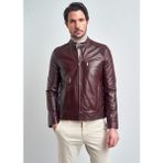 Pierre Cardin Erkek Bordo Basic Kısa Deri Ceket - 48