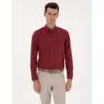 Pierre Cardin Erkek Bordo Flanel Dokulu Slim Fit Uzun Kollu Gömlek 50316751-VR014 - 2XL